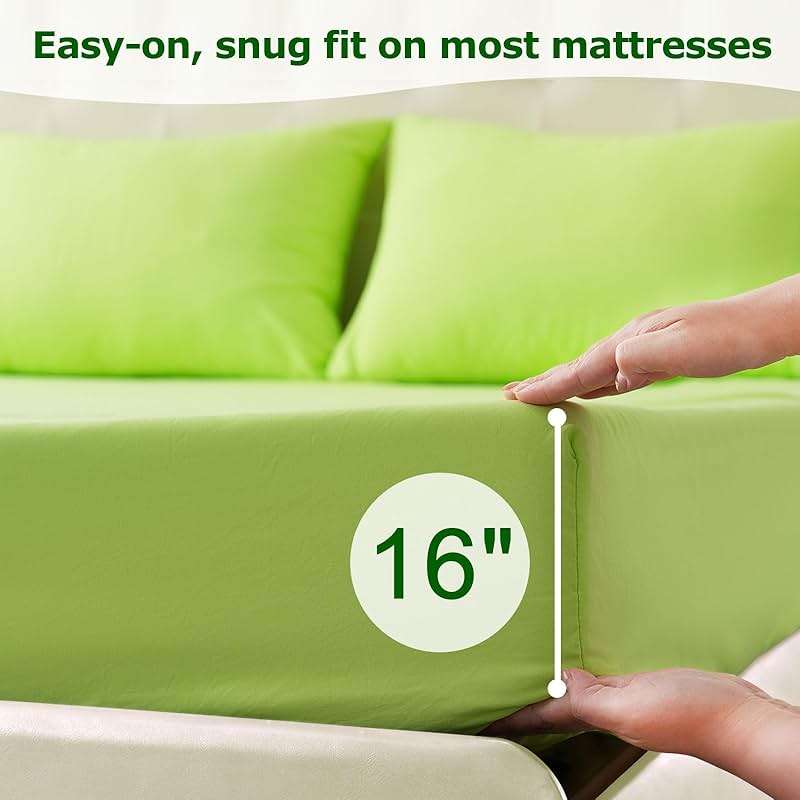 Homilay Queen Size Bed Sheet Set - 4 Piece Soft Microfiber Sheets with Deep Pockets, Cooling Technology, and Wrinkle-Free Pillowcase. Hotel-Quality, Durable Bedding, Sharp Green - Image 4