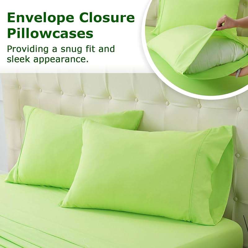 Homilay Queen Size Bed Sheet Set - 4 Piece Soft Microfiber Sheets with Deep Pockets, Cooling Technology, and Wrinkle-Free Pillowcase. Hotel-Quality, Durable Bedding, Sharp Green - Image 5