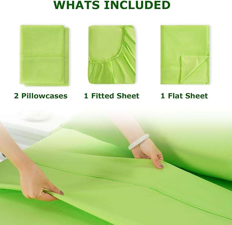 Homilay Queen Size Bed Sheet Set - 4 Piece Soft Microfiber Sheets with Deep Pockets, Cooling Technology, and Wrinkle-Free Pillowcase. Hotel-Quality, Durable Bedding, Sharp Green - Image 7
