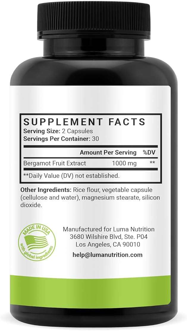 Luma Nutrition Citrus Bergamot 1000mg Per Serving - Citrus Bergamot Supplement - Heart Health Support - Veteran Owned - 60 Capsules, 30 Servings - Image 8