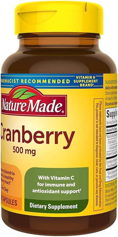 Nature Made Cranberry Supplement 500mg with Vitamin C for Immune & Antioxidant Support, Cranberry Blend for Urinary Tract Health, One Per Day, 60 Capsules - Image 8