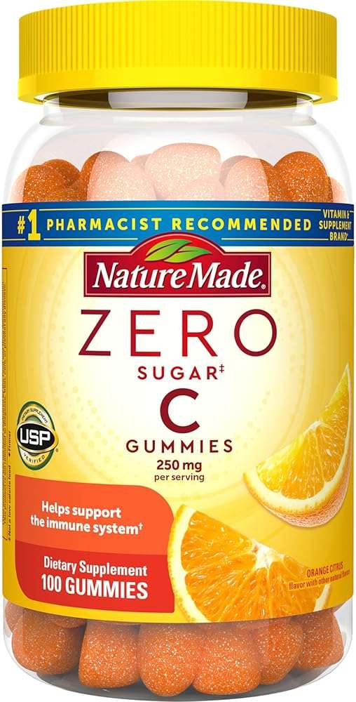 Nature Made Zero Sugar Vitamin C Gummies 250 mg Per Serving, Immune & Antioxidant Support, Aspartame Free, 100 Sugar Free Vitamin C Gummies, 50 Day Supply - Image 1