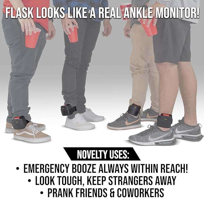GoPong Ankle Monitor Flask (5 oz) - Hidden Alcohol Flask - Funny Liquor Gift for House Arrest Bracelet Prop - Image 3