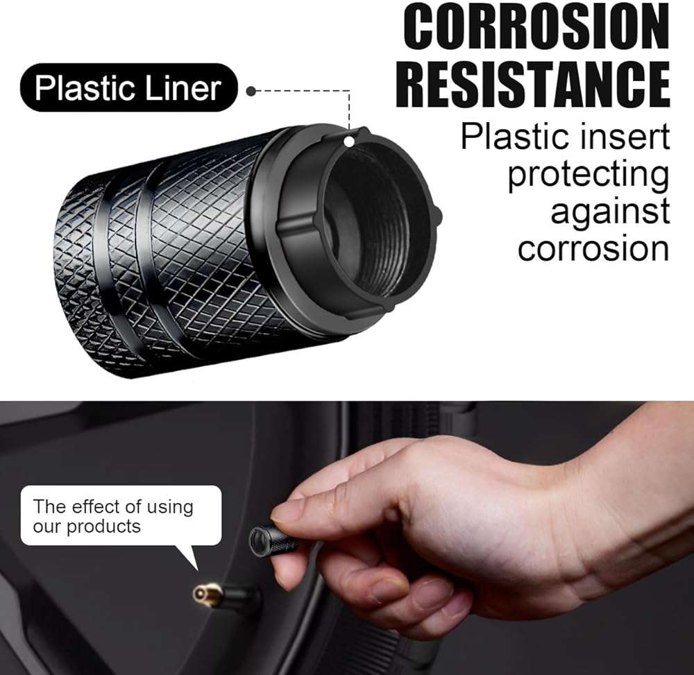 BAURATTI Tire Valve Stem Caps - (5 Pack) Metal Air Caps with Plastic Liner, Corrosion Resistant, Leak-Proof, Dog Cat Paw Universal Stem Covers for Cars Trucks Motorcycles and Bikes - Black - Image 2