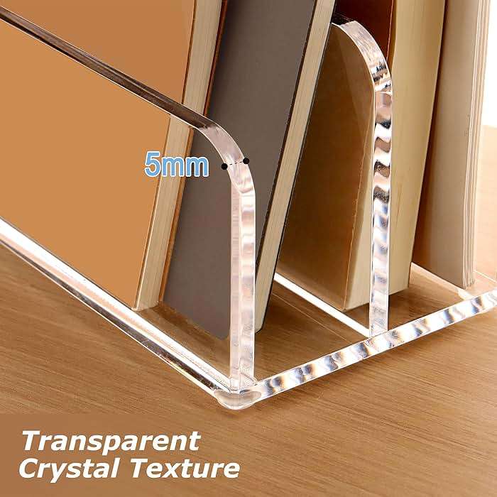 SANRUI Acrylic Mail Sorter Desktop Organizer Holder, 2 Compartments Clear | Small File Script Letter Office Document Storage for Desk Bill Filling Envelope Holder Office, Home, School Desk Organization - Image 5