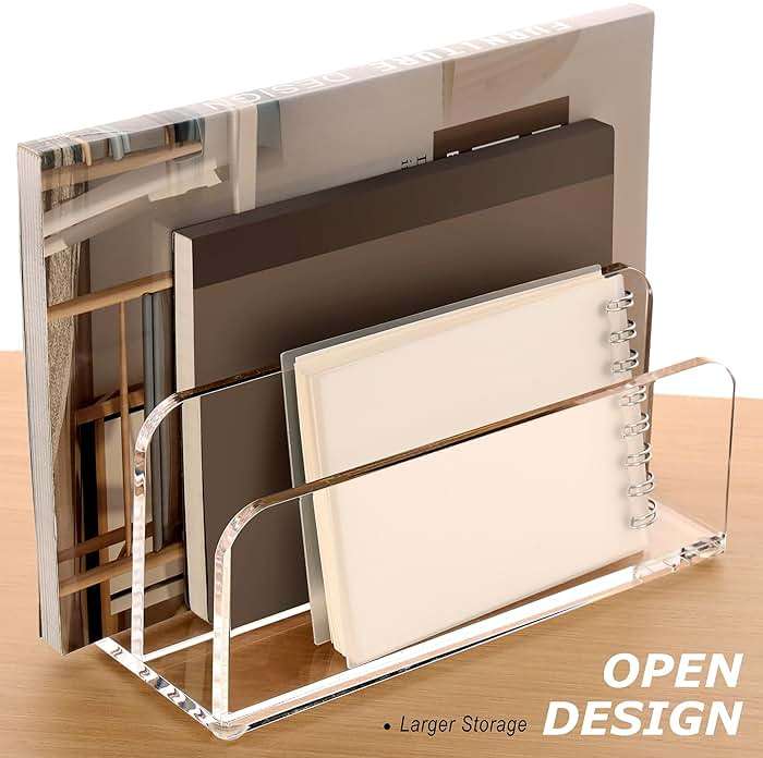 SANRUI Acrylic Mail Sorter Desktop Organizer Holder, 2 Compartments Clear | Small File Script Letter Office Document Storage for Desk Bill Filling Envelope Holder Office, Home, School Desk Organization - Image 7
