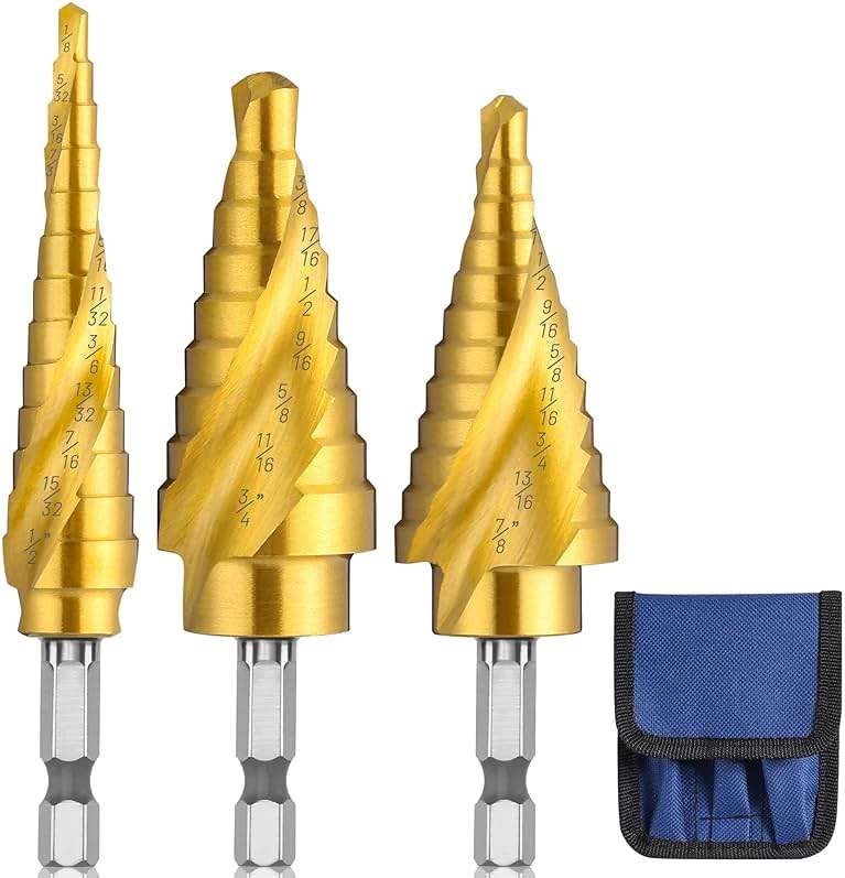 IRONANT 3PCS Step Drill Bit Set, Spiral Grooved HSS Titanium Step Drill Bits for Metal, 31 Sizes Stepper Up Bits - Image 1