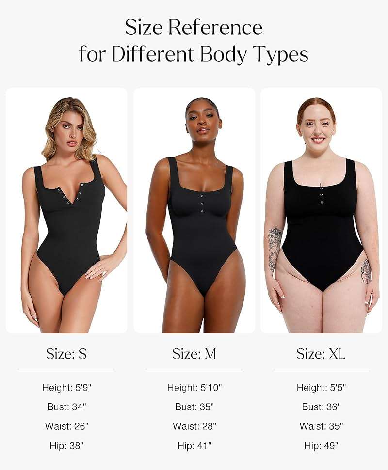 Popilush Bodysuits for Women Tummy Control Henley Going Out Outfits Shirts Body Suits Thong Button Down Tank Tops - Image 6