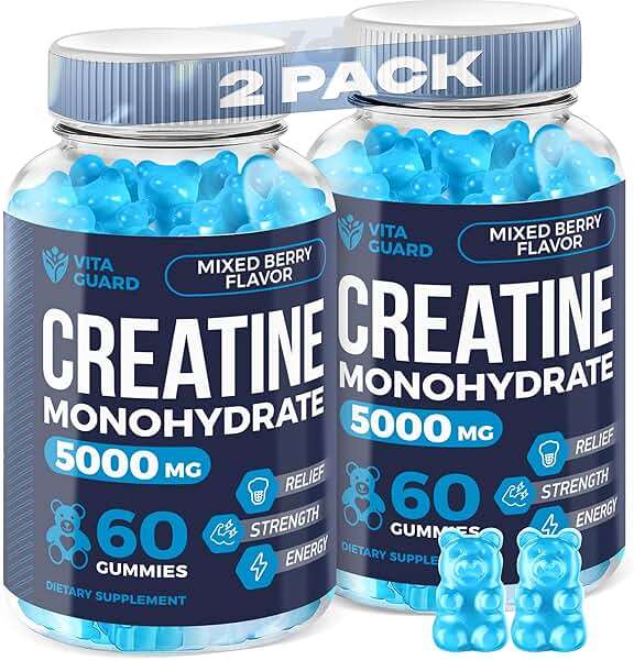 Vita Guard 5000mg Creatine Monohydrate Gummies Formula for Men and Women Ultimate Muscle Builder, Energy Booster & Pre-Workout Supplement (2 Pack) - Image 2