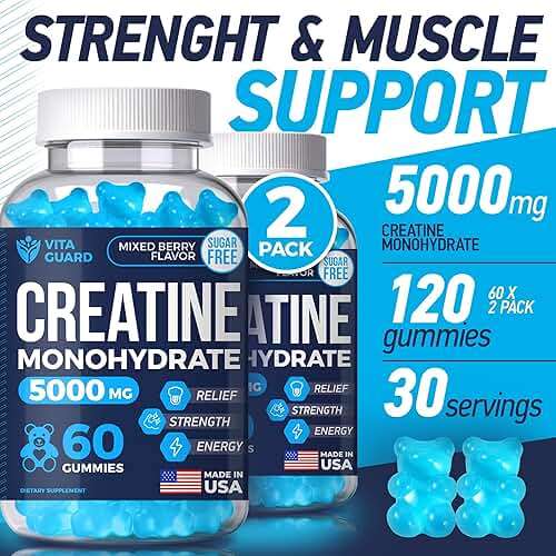 Vita Guard 5000mg Creatine Monohydrate Gummies Formula for Men and Women Ultimate Muscle Builder, Energy Booster & Pre-Workout Supplement (2 Pack) - Image 3