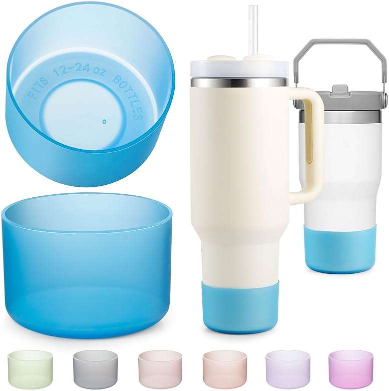 2-Pack Silicone Boot for Stanley 40 30 20 OZ Cup Accessories, Thick Bottom Boots for Stanley 20OZ 30OZ Tumbler Ice-Flow 16OZ Bottle, Protector Sleeve Cover for Yeti Cups Protective Bumper, Anti-Slip - Image 1