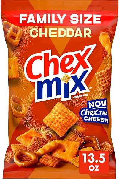 Chex Mix Cheddar Snack Mix, Savory Snack Bag, Family Size, 13.5 oz - Image 1
