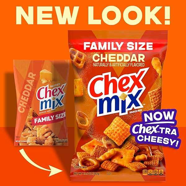 Chex Mix Cheddar Snack Mix, Savory Snack Bag, Family Size, 13.5 oz - Image 3