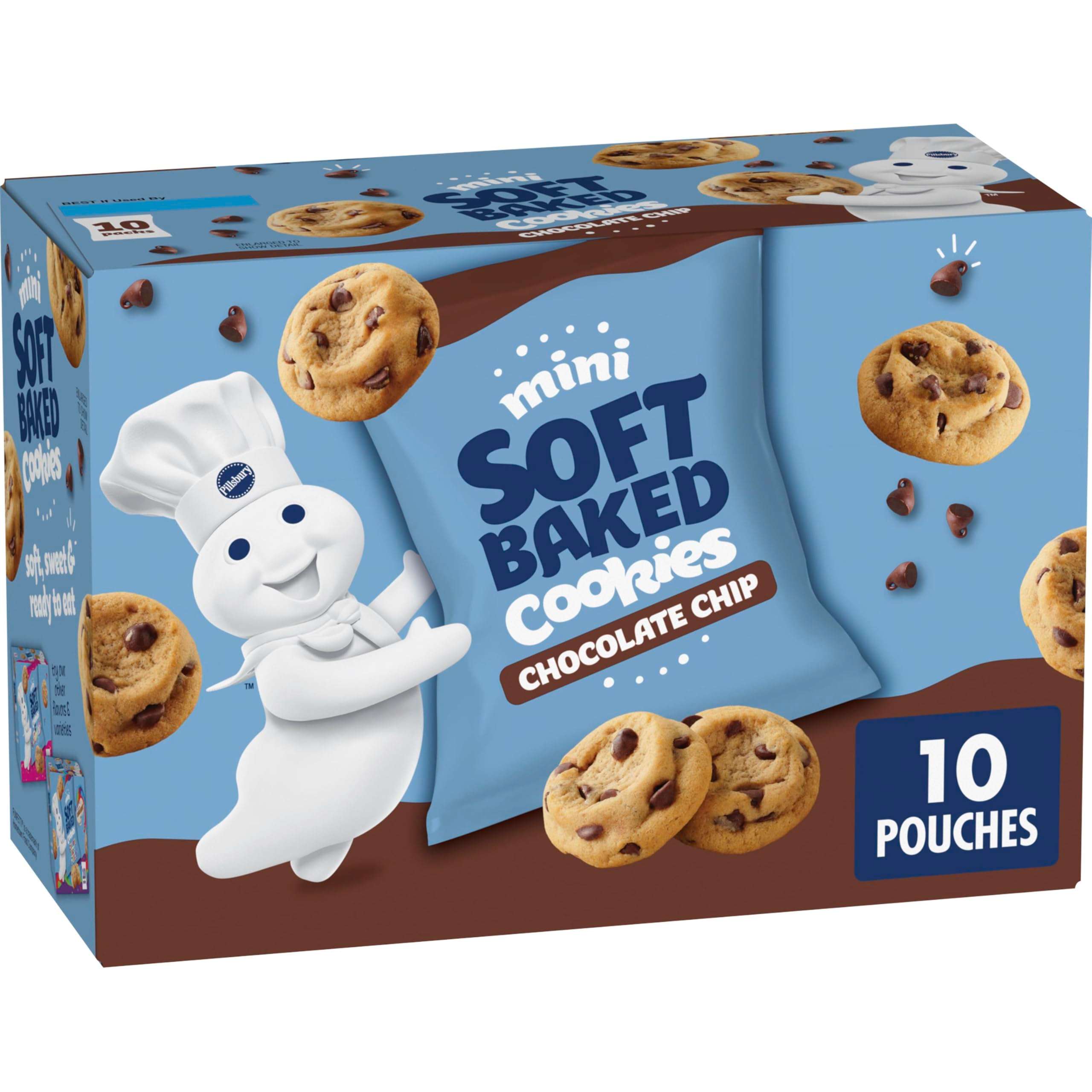 Pillsbury Mini Soft Baked Cookies, Chocolate Chip, Snack Bags, 10 Ct, 10 oz - Image 1