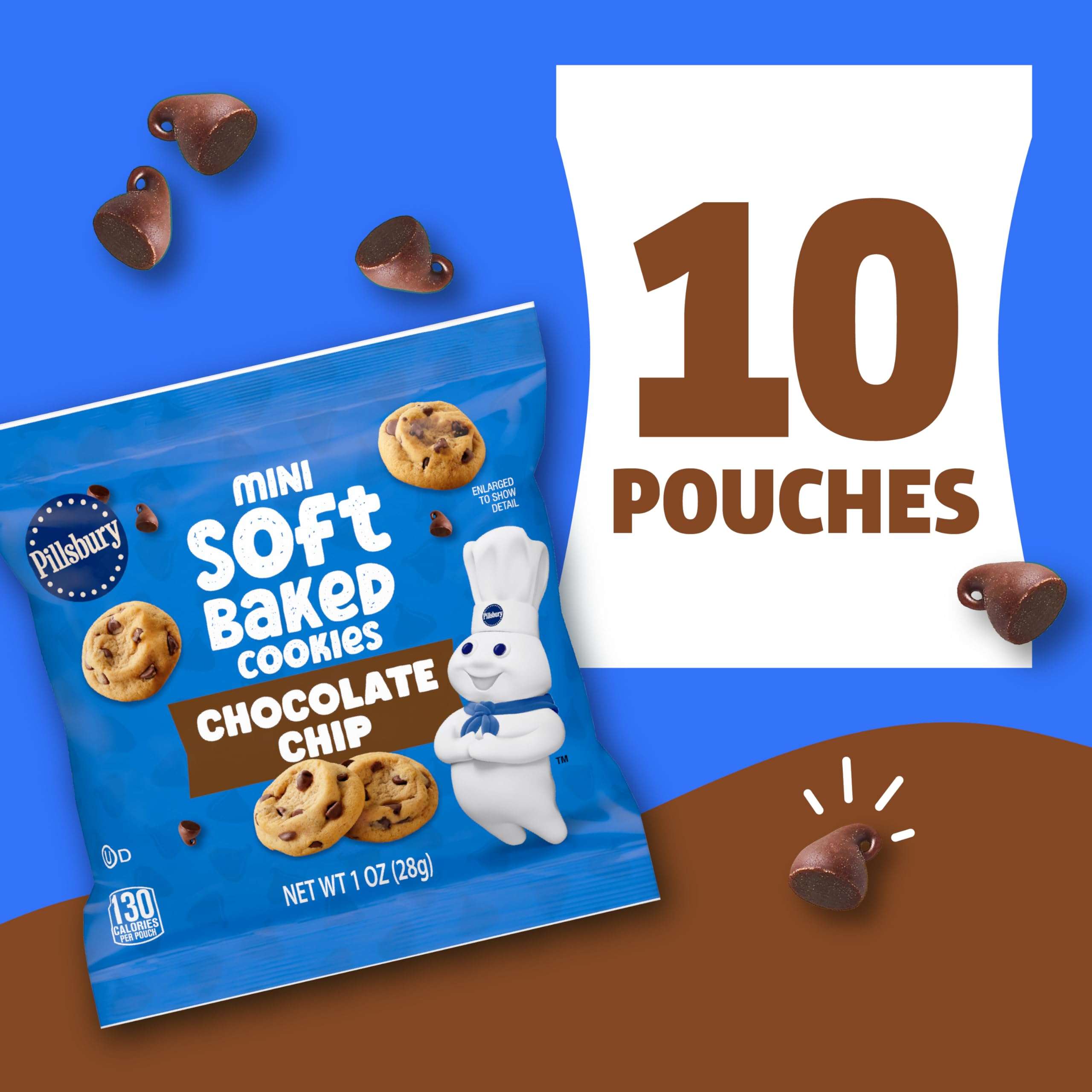 Pillsbury Mini Soft Baked Cookies, Chocolate Chip, Snack Bags, 10 Ct, 10 oz - Image 4