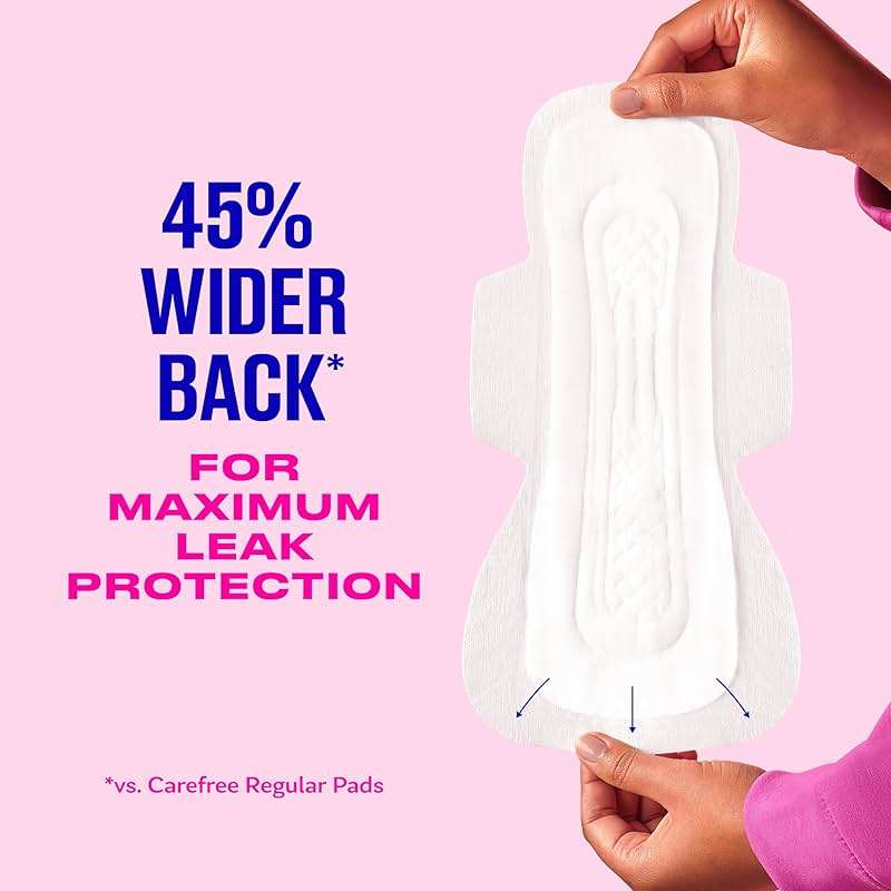 Carefree Maxi Pads for Women, Overnight Pads with Wings, 28ct | Carefree Pads, Feminine Care, Period Pads & Postpartum Pads | 28ct (Pack of 1) - Image 8