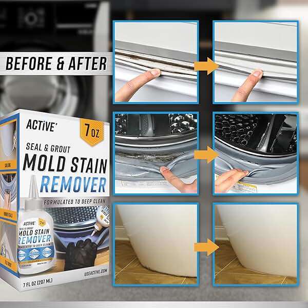 ACTIVE Mold Stain Remover Gel Cleaner Heavy Duty Stain Cleaner for Front Loader Washing Machine Seal, Bathroom Grout, Shower, Caulk - Front Load Washer Cleaning Solution - 7 Fl Oz - Image 4