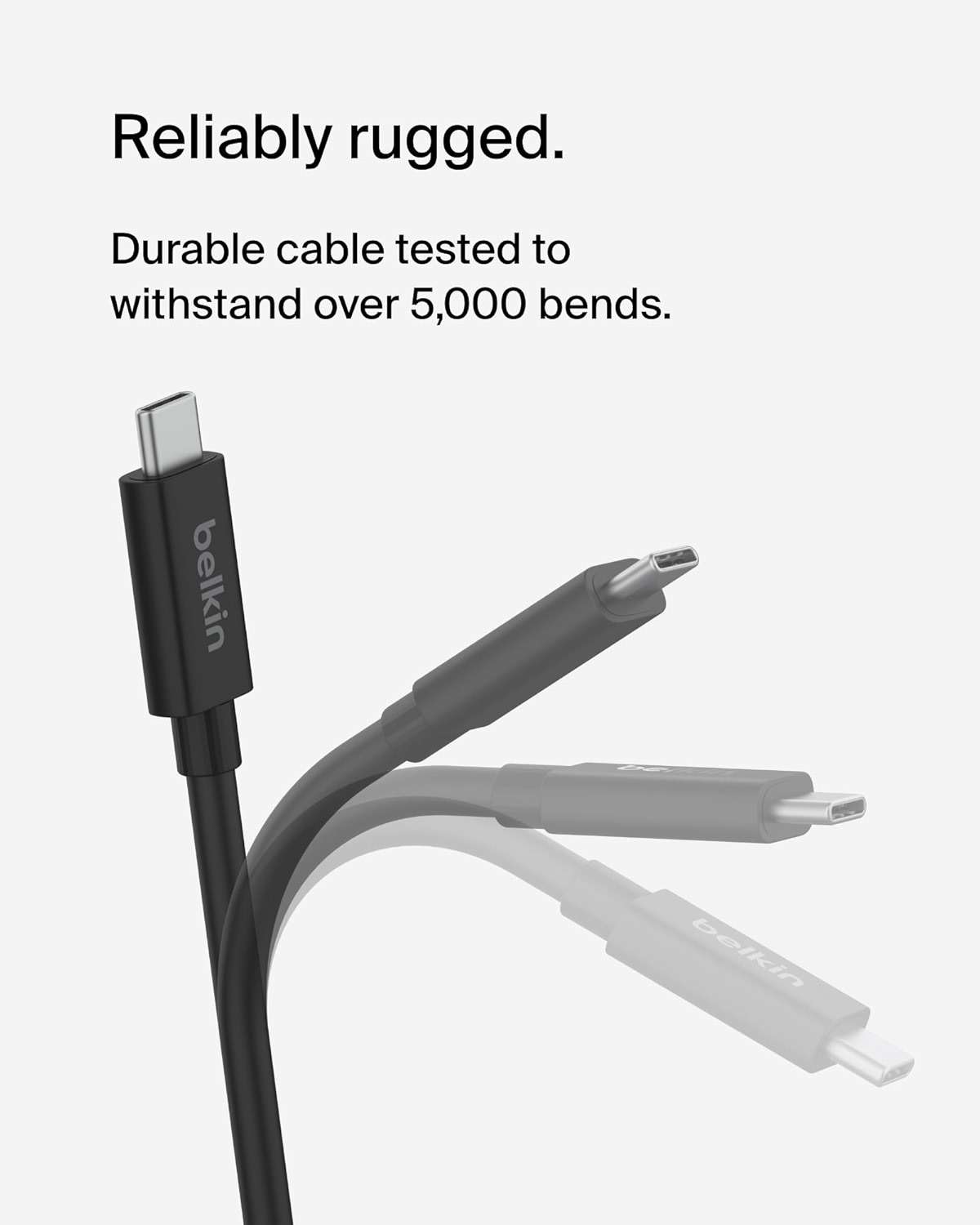 Belkin Connect USB4 Cable (6.6ft/2M Power Cable), USB-C to USB-C Cable w/ 240W Power Delivery + 20Gbps - USB4 Compliant Power Cable, Compatible with MacBook, Windows, Chromebook, & More - Image 4