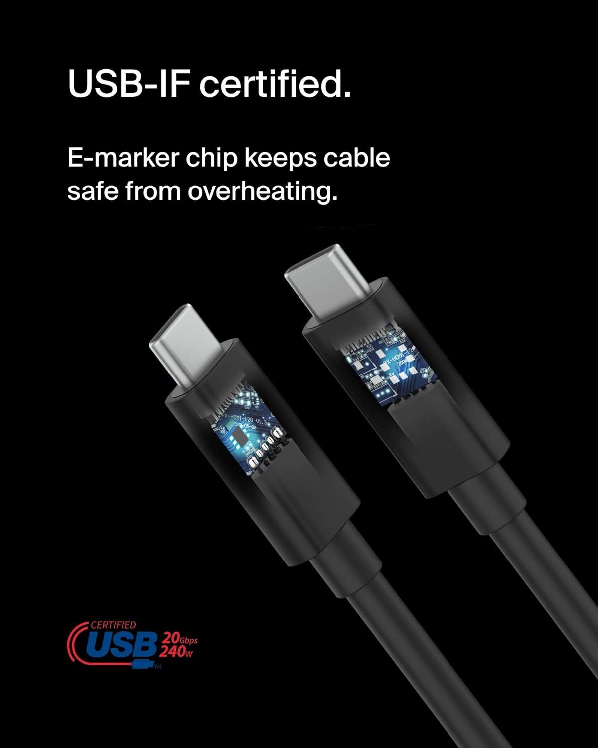 Belkin Connect USB4 Cable (6.6ft/2M Power Cable), USB-C to USB-C Cable w/ 240W Power Delivery + 20Gbps - USB4 Compliant Power Cable, Compatible with MacBook, Windows, Chromebook, & More - Image 6