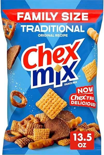 Chex Mix Traditional Original Recipe Snack Mix, Savory Snack Bag, Family Size, 13.5 oz - Image 1