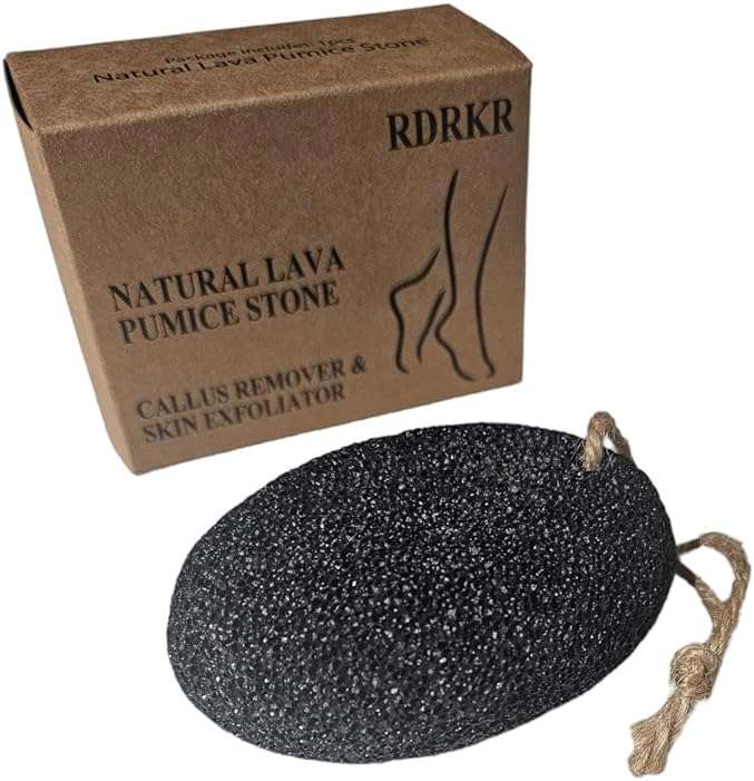 RDRKR Natural Lava Pumice Stone for Feet & Hands – Callus & Corn Remover for Cracked Heels, Hard Dry Skin Exfoliator, Volcanic Foot Scrubber Pedicure Tool (Black) - Image 1
