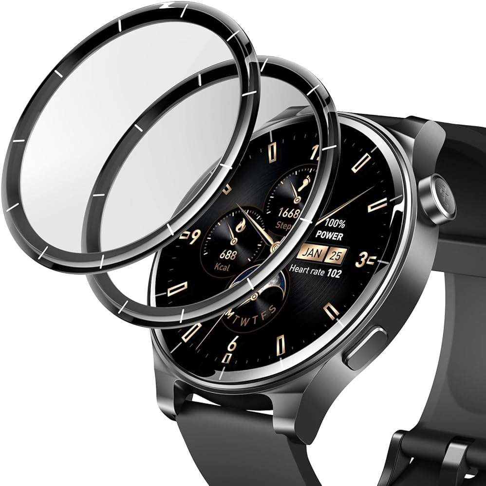 TOZO S5 Smart Watch Screen Protector, Full Coverage Clear PET Protective Screen Film, Scratch and Fringerprint Proof, Touch Sensitive, 2 Pack - Image 1