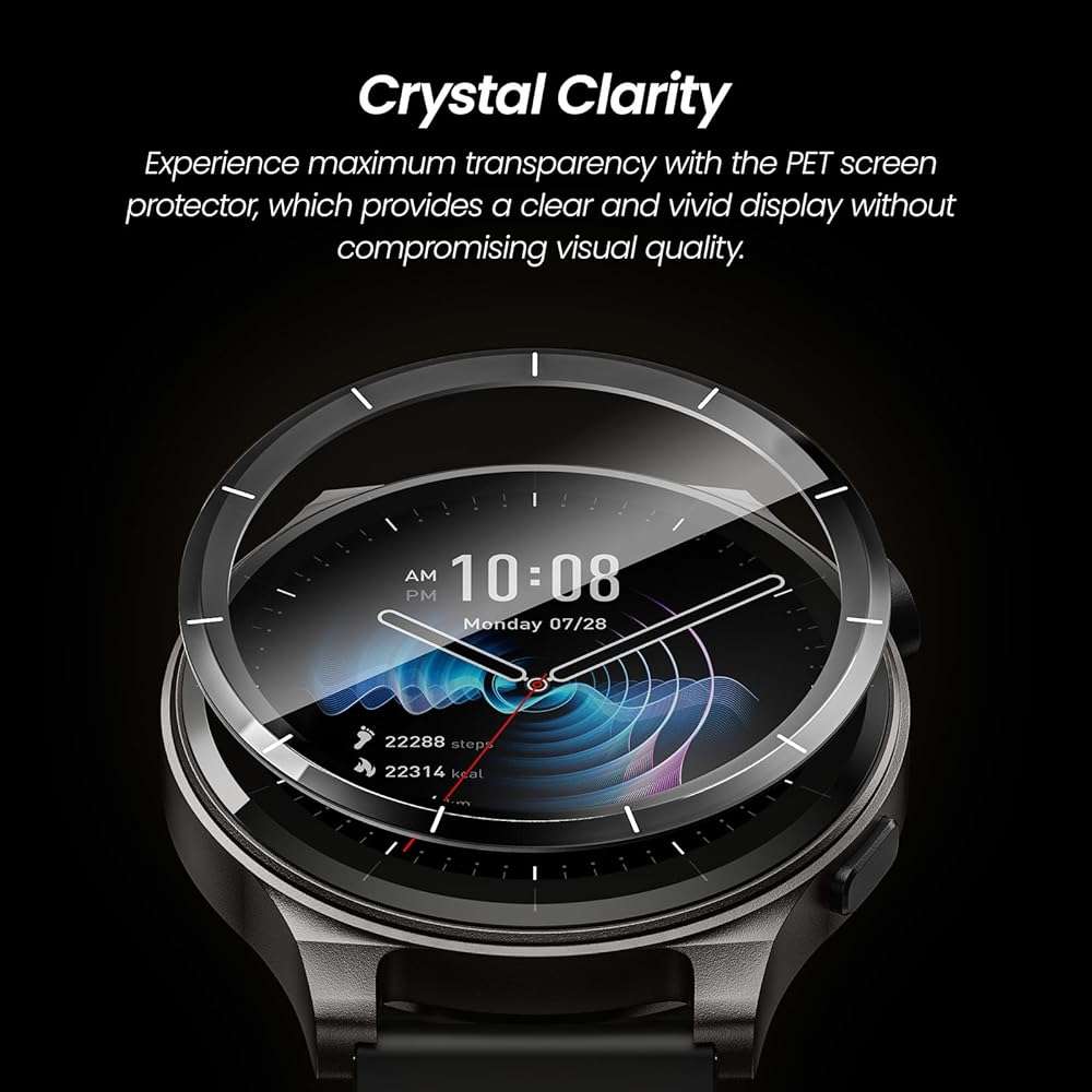 TOZO S5 Smart Watch Screen Protector, Full Coverage Clear PET Protective Screen Film, Scratch and Fringerprint Proof, Touch Sensitive, 2 Pack - Image 2