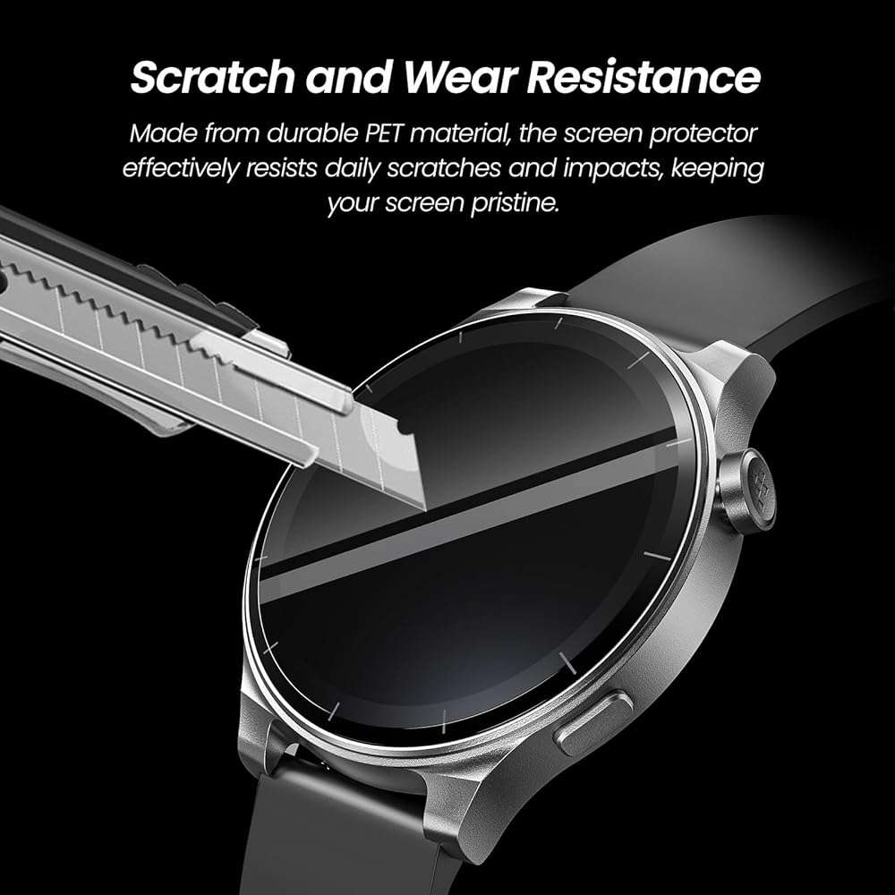 TOZO S5 Smart Watch Screen Protector, Full Coverage Clear PET Protective Screen Film, Scratch and Fringerprint Proof, Touch Sensitive, 2 Pack - Image 3