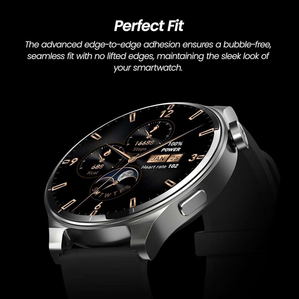 TOZO S5 Smart Watch Screen Protector, Full Coverage Clear PET Protective Screen Film, Scratch and Fringerprint Proof, Touch Sensitive, 2 Pack - Image 4