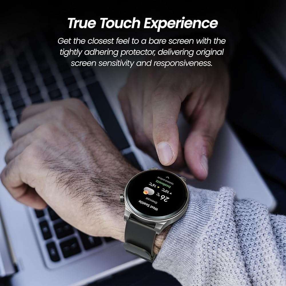 TOZO S5 Smart Watch Screen Protector, Full Coverage Clear PET Protective Screen Film, Scratch and Fringerprint Proof, Touch Sensitive, 2 Pack - Image 6