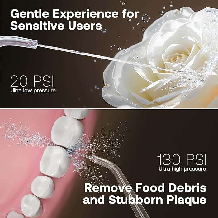 Bitvae Water Dental Flosser Teeth Pick, Cordless Flosser for Travel with 6 Jet Tips, 3 Modes 5 intensities, IPX7 Waterproof Portable & Rechargeable Oral Irrigator Cleaner, White - Image 5