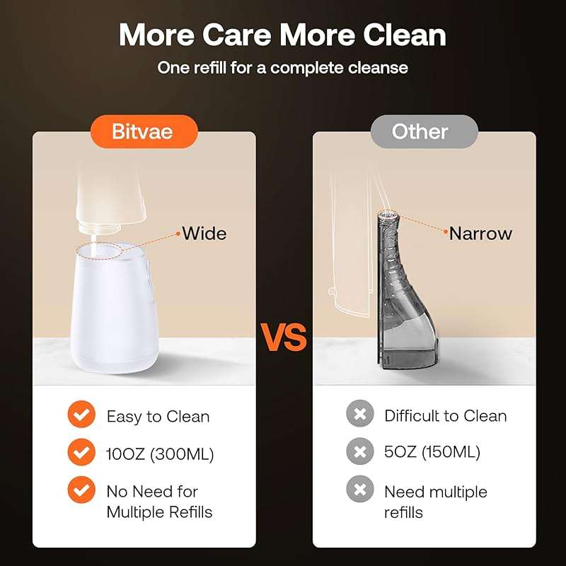 Bitvae Water Dental Flosser Teeth Pick, Cordless Flosser for Travel with 6 Jet Tips, 3 Modes 5 intensities, IPX7 Waterproof Portable & Rechargeable Oral Irrigator Cleaner, White - Image 8
