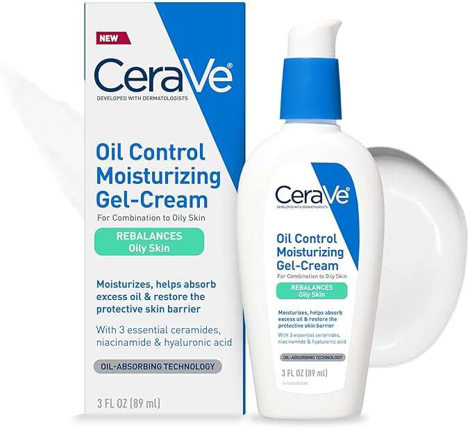 CeraVe Oil Control Moisturizing Gel-Cream, Face Moisturizer for Oily Skin, Niacinamide, Hyaluronic Acid & Oil Absorbing Technology To Rebalance Oily Skin, Non-Comedogenic, Fragrance Free & Oil-Free - Image 1
