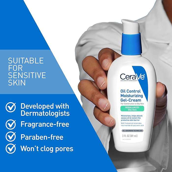 CeraVe Oil Control Moisturizing Gel-Cream, Face Moisturizer for Oily Skin, Niacinamide, Hyaluronic Acid & Oil Absorbing Technology To Rebalance Oily Skin, Non-Comedogenic, Fragrance Free & Oil-Free - Image 4