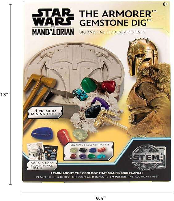 STAR WARS The Armorer Gemstone Dig, Reveal 8 Real Gemstones Inside The Armorer's Helmet, Including Amethyst, Quartz, Red Agate, Toys, Science Kits for Kids Age 8-12, Excavation Toys - Image 3
