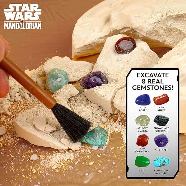 STAR WARS The Armorer Gemstone Dig, Reveal 8 Real Gemstones Inside The Armorer's Helmet, Including Amethyst, Quartz, Red Agate, Toys, Science Kits for Kids Age 8-12, Excavation Toys - Image 4
