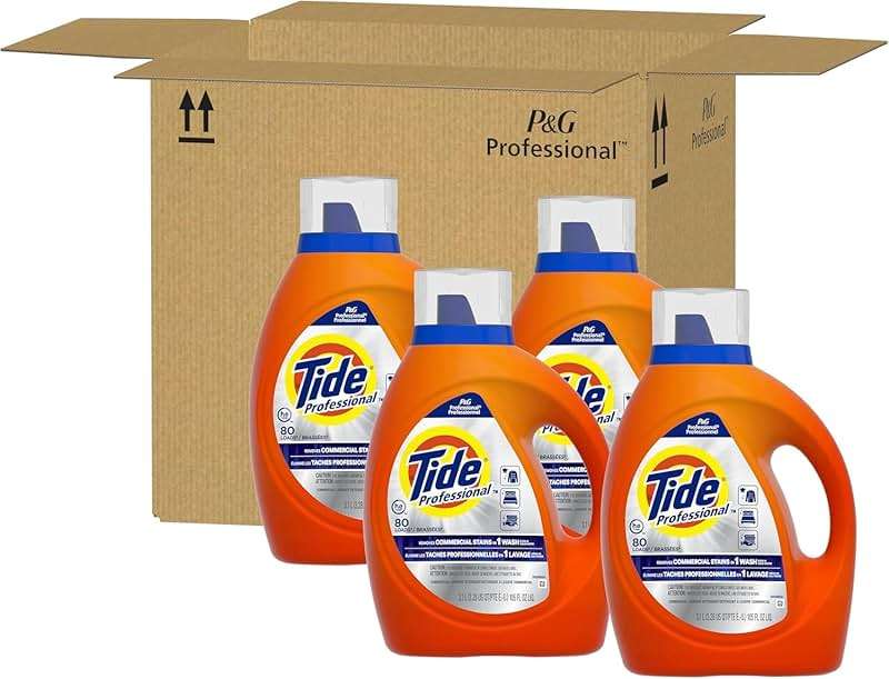Tide PRO Laundry Detergent Liquid Bulk, Removes Hotel, Restaurant, and Healthcare Stains in One Wash, Commercial Use, 80 loads, 105 fl oz (Case of 4) - Image 8