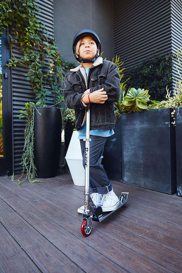 Razor A2 Kick Scooter for Kids – Wheelie Bar, Foldable, Lightweight, Front Vibration Reducing System, Adjustable Height Handlebars - Image 4