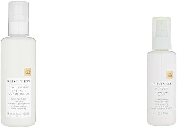 Kristin Ess Hair Weightless Shine Leave In Conditioner Spray for Curly, Straight & Dry Damaged Hair & Style Assist Blow Dry Mist Heat Protectant Spray - Image 1