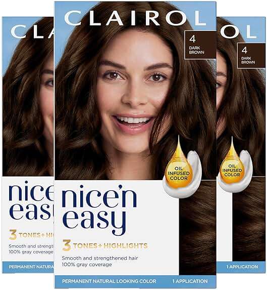 Clairol Natural Instincts Demi-Permanent Hair Dye, 4 Dark Brown Hair Color, Pack of 3 & Nice'n Easy Permanent Hair Dye, 4 Dark Brown Hair Color, Pack of 3 - Image 5