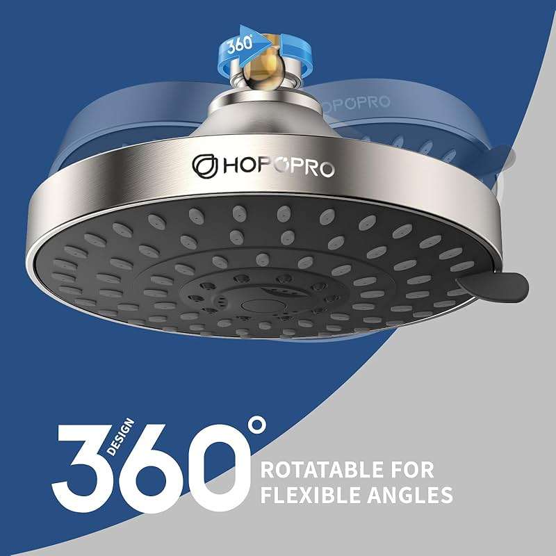 HOPOPRO 5-Mode High Pressure Shower Head - The Washington Post, NBC News, Today TV Show Recommended - High Flow Fixed Showerheads (6 Inch Brushed Nickel) - Image 3