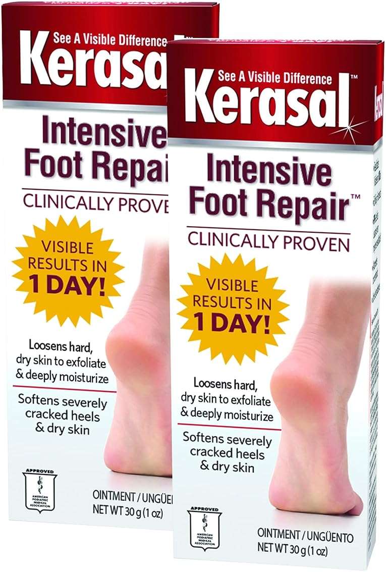 Kerasal Intensive Foot Repair Skin Healing Ointment for Cracked Heels and Dry Feet 1 oz, 2 Count & Daily Defense Foot Wash Daily Cleanser for Feet, 12 Ounce - Image 2