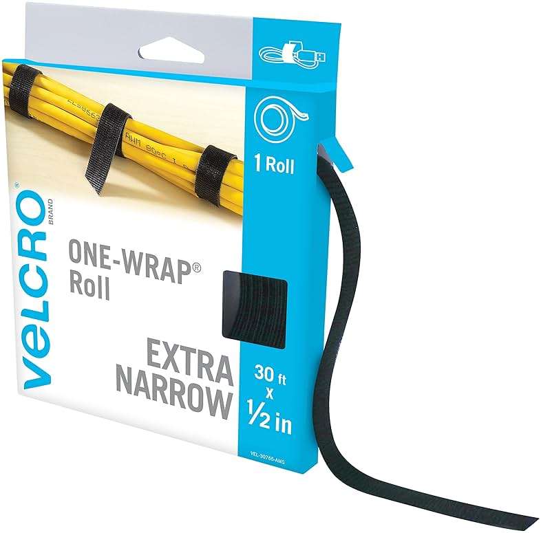 VELCRO Brand Cut to Length Straps Heavy Duty | 45 Ft x 3/4 in | ONE-WRAP Self-Gripping Double Sided Roll & VEL-30765-AMS Extra Narrow Straps 1/2 in x 30ft Roll | Cut to Length Reusable Self-Grip - Image 5