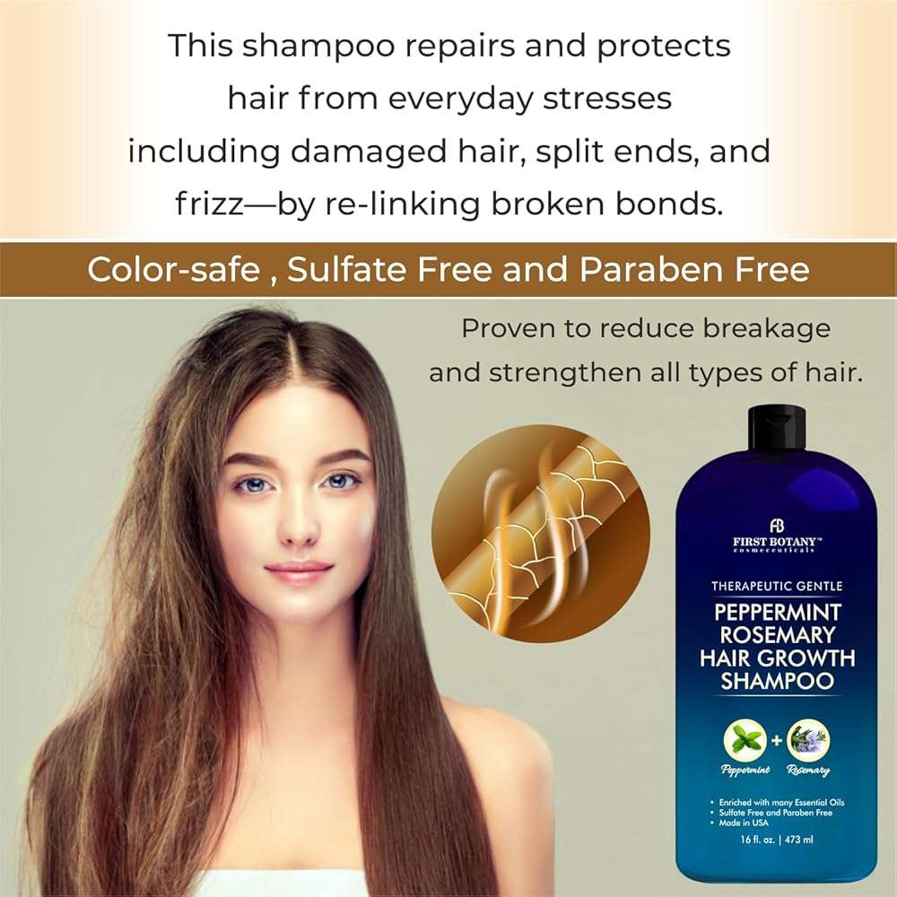 Peppermint Rosemary Hair Regrowth Shampoo - Anti Hair Loss product, Daily Hydrating, Detoxifying, Volumizing Shampoo and Fights Dandruff For Men and Women 16 fl oz - Image 4