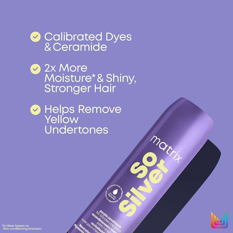 Matrix So Silver Purple Conditioner - Removes Brassy Yellow Undertones, Color Depositing & Toning For Vibrant Blonde Hair, Pigmented Conditioner For Blondes and Greys, Vegan - Image 4