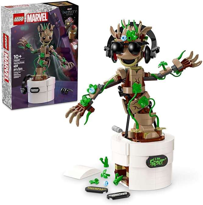 LEGO Marvel Dancing Groot, Guardians of The Galaxy Toy, Buildable Birthday Gift, Marvel Toy, Super Hero Hand-Operated Interactive Playset, Marvel Gift for Kids, Animated Groot Figure, 76297 - Image 1