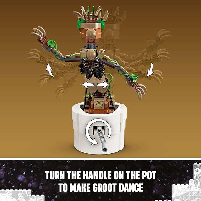 LEGO Marvel Dancing Groot, Guardians of The Galaxy Toy, Buildable Birthday Gift, Marvel Toy, Super Hero Hand-Operated Interactive Playset, Marvel Gift for Kids, Animated Groot Figure, 76297 - Image 3
