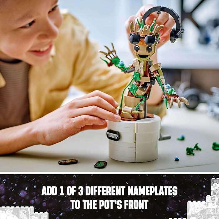 LEGO Marvel Dancing Groot, Guardians of The Galaxy Toy, Buildable Birthday Gift, Marvel Toy, Super Hero Hand-Operated Interactive Playset, Marvel Gift for Kids, Animated Groot Figure, 76297 - Image 6