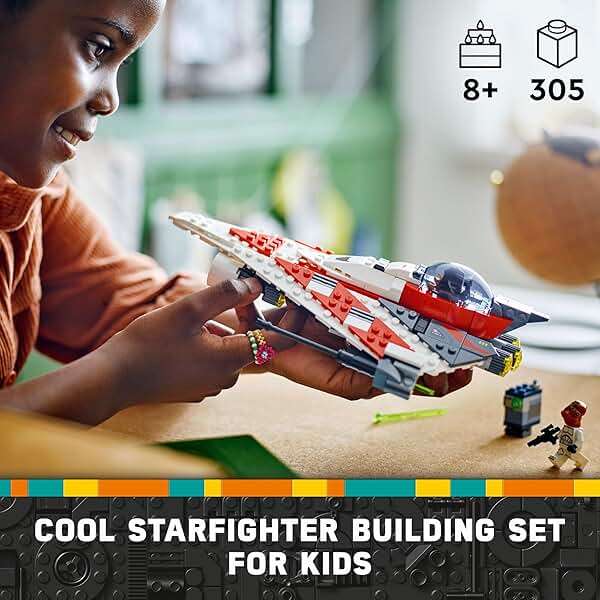 LEGO Star Wars Jedi Bob’s Starfighter Buildable Toy Vehicle, Brick Built Star Wars Starship with Jedi Bob Minifigure, Birthday Gift Idea for Boys, Girls or Any Fan Ages 8 and Up, 75388 - Image 2