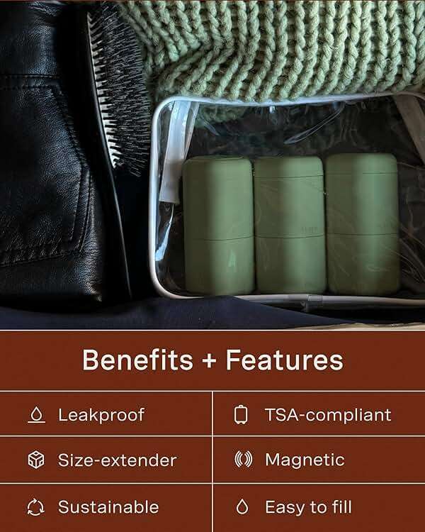 Cadence Extender - Adds Additional 1.43 fl oz - 3pk, Eucalyptus - Add On to Any Flex Magnetic Containers with Lids - TSA Approved, Leak Proof - Extension to Travel Bottles - Carry On Travel Essentials - Image 5